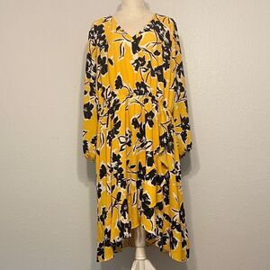 Beauticurve x Lane Bryant Yellow & Black Floral Print Chic Dress Size 22/24